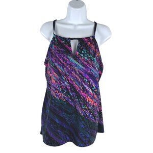 Miraclesuit Peephole‎ Tankini Swim Top Mood Ring Size 16 Printed NWT SW-2088